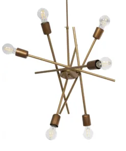 GLOBOSTAR® SUNFY 201-0033 Μοντέρνο Κρεμαστό Φωτιστικό Οροφής με Ντουί 6 x E27 AC 220-240V IP20 - Χρυσό - Μ57 x Π57 x Υ85cm 13 201 0033 4