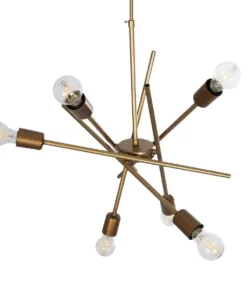 GLOBOSTAR® SUNFY 201-0033 Μοντέρνο Κρεμαστό Φωτιστικό Οροφής με Ντουί 6 x E27 AC 220-240V IP20 - Χρυσό - Μ57 x Π57 x Υ85cm 14 201 0033 5