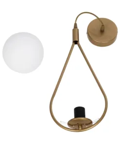 GLOBOSTAR® DROP 201-0034 Vintage Κρεμαστό Φωτιστικό Οροφής με Ντουί 1 x E27 AC 220-240V IP20 - Χρυσό & Λευκό - Μ20 x Π15 x Υ47cm 20 201 0034 10