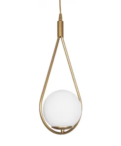 GLOBOSTAR® DROP 201-0034 Vintage Κρεμαστό Φωτιστικό Οροφής με Ντουί 1 x E27 AC 220-240V IP20 - Χρυσό & Λευκό - Μ20 x Π15 x Υ47cm 14 201 0034 4