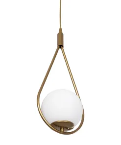 GLOBOSTAR® DROP 201-0034 Vintage Κρεμαστό Φωτιστικό Οροφής με Ντουί 1 x E27 AC 220-240V IP20 - Χρυσό & Λευκό - Μ20 x Π15 x Υ47cm 15 201 0034 5