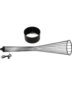 GloboStar® NOVA 201-0037 Μοντέρνο Επιδαπέδιο Φωτιστικό 1 x E27 IP20 Μαύρο Μεταλλό με Μαύρο Ύφασμα - Μ36 x Π36 x Υ148cm 22 201 0037 11