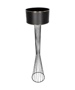 GloboStar® NOVA 201-0037 Μοντέρνο Επιδαπέδιο Φωτιστικό 1 x E27 IP20 Μαύρο Μεταλλό με Μαύρο Ύφασμα - Μ36 x Π36 x Υ148cm 16 201 0037 5