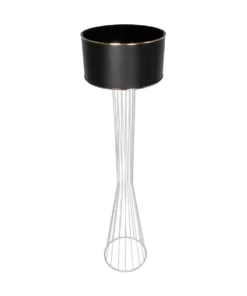 GloboStar® NOVA 201-0038 Μοντέρνο Επιδαπέδιο Φωτιστικό 1 x E27 IP20 Λευκό Μεταλλό με Μαύρο Ύφασμα - Μ36 x Π36 x Υ148cm 16 201 0038 5