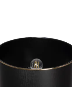 GloboStar® NOVA 201-0038 Μοντέρνο Επιδαπέδιο Φωτιστικό 1 x E27 IP20 Λευκό Μεταλλό με Μαύρο Ύφασμα - Μ36 x Π36 x Υ148cm 17 201 0038 6