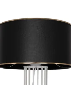 GloboStar® NOVA 201-0038 Μοντέρνο Επιδαπέδιο Φωτιστικό 1 x E27 IP20 Λευκό Μεταλλό με Μαύρο Ύφασμα - Μ36 x Π36 x Υ148cm 18 201 0038 7