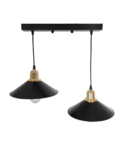 GLOBOSTAR® LUCANA 201-0043 Vintage Κρεμαστό Φωτιστικό Οροφής με Ντουί 2 x E27 AC 220-240V IP20 - Μαύρο & Χρυσό - Μ57 x Π25 x Υ26cm 13 201 0043 5
