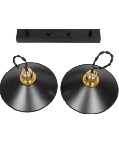 GLOBOSTAR® LUCANA 201-0043 Vintage Κρεμαστό Φωτιστικό Οροφής με Ντουί 2 x E27 AC 220-240V IP20 - Μαύρο & Χρυσό - Μ57 x Π25 x Υ26cm 16 201 0043 8