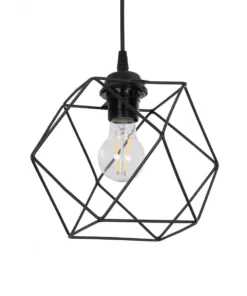 GloboStar® GLOBOSTAR® SOLIS 201-0045 Vintage Κρεμαστό Φωτιστικό Οροφής με Ντουί 1 x E27 AC 220-240V IP20 - Μαύρο - Μ25 x Π25 x Υ24cm