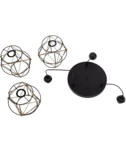 GLOBOSTAR® RAYLO 201-0048 Vintage Κρεμαστό Φωτιστικό Οροφής με Ντουί 3 x E27 AC 220-240V IP20 - Μαύρο & Μπεζ - Μ44 x Π44 x Υ73cm 20 201 0048 10