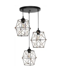 GLOBOSTAR® RAYLO 201-0048 Vintage Κρεμαστό Φωτιστικό Οροφής με Ντουί 3 x E27 AC 220-240V IP20 - Μαύρο & Μπεζ - Μ44 x Π44 x Υ73cm 13 201 0048 3