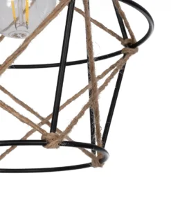 GLOBOSTAR® RAYLO 201-0048 Vintage Κρεμαστό Φωτιστικό Οροφής με Ντουί 3 x E27 AC 220-240V IP20 - Μαύρο & Μπεζ - Μ44 x Π44 x Υ73cm 17 201 0048 7