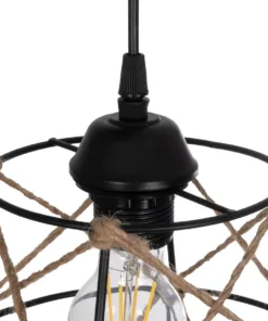 GLOBOSTAR® RAYLO 201-0048 Vintage Κρεμαστό Φωτιστικό Οροφής με Ντουί 3 x E27 AC 220-240V IP20 - Μαύρο & Μπεζ - Μ44 x Π44 x Υ73cm 18 201 0048 8