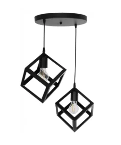 GLOBOSTAR® DISE 201-0050 Μοντέρνο Κρεμαστό Φωτιστικό Οροφής με Ντουί 2 x E27 AC 220-240V IP20 - Μαύρο - Μ50 x Π30 x Υ50cm 12 201 0050 3