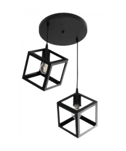 GLOBOSTAR® DISE 201-0050 Μοντέρνο Κρεμαστό Φωτιστικό Οροφής με Ντουί 2 x E27 AC 220-240V IP20 - Μαύρο - Μ50 x Π30 x Υ50cm 13 201 0050 4