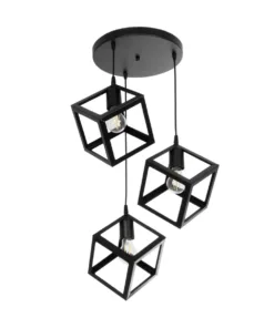 GLOBOSTAR® DISE 201-0051 Μοντέρνο Κρεμαστό Φωτιστικό Οροφής με Ντουί 3 x E27 AC 220-240V IP20 - Μαύρο - Μ48 x Π48 x Υ65cm 13 201 0051 4