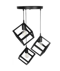 GLOBOSTAR® DISE 201-0051 Μοντέρνο Κρεμαστό Φωτιστικό Οροφής με Ντουί 3 x E27 AC 220-240V IP20 - Μαύρο - Μ48 x Π48 x Υ65cm 14 201 0051 5