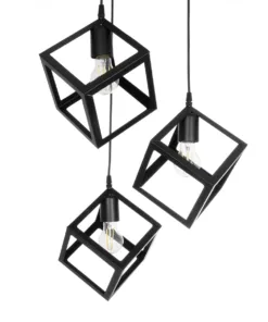 GLOBOSTAR® DISE 201-0051 Μοντέρνο Κρεμαστό Φωτιστικό Οροφής με Ντουί 3 x E27 AC 220-240V IP20 - Μαύρο - Μ48 x Π48 x Υ65cm 15 201 0051 6