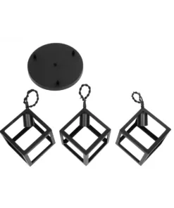 GLOBOSTAR® DISE 201-0051 Μοντέρνο Κρεμαστό Φωτιστικό Οροφής με Ντουί 3 x E27 AC 220-240V IP20 - Μαύρο - Μ48 x Π48 x Υ65cm 18 201 0051 9