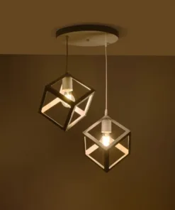 GLOBOSTAR® DISE 201-0053 Μοντέρνο Κρεμαστό Φωτιστικό Οροφής με Ντουί 2 x E27 AC 220-240V IP20 - Λευκό - Μ50 x Π30 x Υ50cm 11 201 0053 2