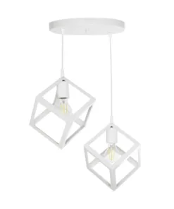 GLOBOSTAR® DISE 201-0053 Μοντέρνο Κρεμαστό Φωτιστικό Οροφής με Ντουί 2 x E27 AC 220-240V IP20 - Λευκό - Μ50 x Π30 x Υ50cm 12 201 0053 3