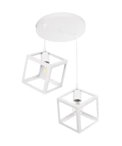 GLOBOSTAR® DISE 201-0053 Μοντέρνο Κρεμαστό Φωτιστικό Οροφής με Ντουί 2 x E27 AC 220-240V IP20 - Λευκό - Μ50 x Π30 x Υ50cm 13 201 0053 4