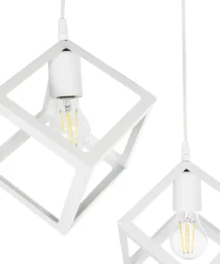 GLOBOSTAR® DISE 201-0053 Μοντέρνο Κρεμαστό Φωτιστικό Οροφής με Ντουί 2 x E27 AC 220-240V IP20 - Λευκό - Μ50 x Π30 x Υ50cm 15 201 0053 6