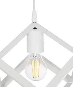 GLOBOSTAR® DISE 201-0053 Μοντέρνο Κρεμαστό Φωτιστικό Οροφής με Ντουί 2 x E27 AC 220-240V IP20 - Λευκό - Μ50 x Π30 x Υ50cm 16 201 0053 7