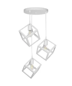 GLOBOSTAR® DISE 201-0054 Μοντέρνο Κρεμαστό Φωτιστικό Οροφής με Ντουί 3 x E27 AC 220-240V IP20 - Λευκό - Μ48 x Π48 x Υ65cm 12 201 0054 3