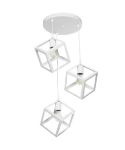 GLOBOSTAR® DISE 201-0054 Μοντέρνο Κρεμαστό Φωτιστικό Οροφής με Ντουί 3 x E27 AC 220-240V IP20 - Λευκό - Μ48 x Π48 x Υ65cm 13 201 0054 4