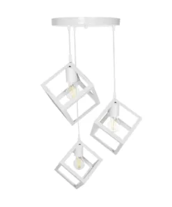 GLOBOSTAR® DISE 201-0054 Μοντέρνο Κρεμαστό Φωτιστικό Οροφής με Ντουί 3 x E27 AC 220-240V IP20 - Λευκό - Μ48 x Π48 x Υ65cm 14 201 0054 5