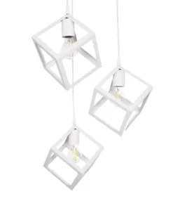 GLOBOSTAR® DISE 201-0054 Μοντέρνο Κρεμαστό Φωτιστικό Οροφής με Ντουί 3 x E27 AC 220-240V IP20 - Λευκό - Μ48 x Π48 x Υ65cm 15 201 0054 6