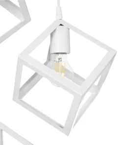 GLOBOSTAR® DISE 201-0054 Μοντέρνο Κρεμαστό Φωτιστικό Οροφής με Ντουί 3 x E27 AC 220-240V IP20 - Λευκό - Μ48 x Π48 x Υ65cm 16 201 0054 7