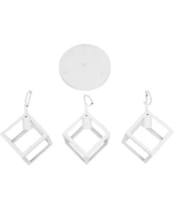 GLOBOSTAR® DISE 201-0054 Μοντέρνο Κρεμαστό Φωτιστικό Οροφής με Ντουί 3 x E27 AC 220-240V IP20 - Λευκό - Μ48 x Π48 x Υ65cm 18 201 0054 9