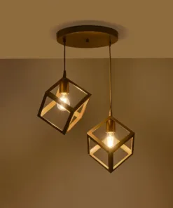 Alternative view of GLOBOSTAR® DISE 201-0056 Μοντέρνο Κρεμαστό Φωτιστικό Οροφής με Ντουί 2 x E27 AC 220-240V IP20 - Χρυσό - Μ50 x Π30 x Υ50cm