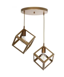 GLOBOSTAR® DISE 201-0056 Μοντέρνο Κρεμαστό Φωτιστικό Οροφής με Ντουί 2 x E27 AC 220-240V IP20 - Χρυσό - Μ50 x Π30 x Υ50cm 11 201 0056 3