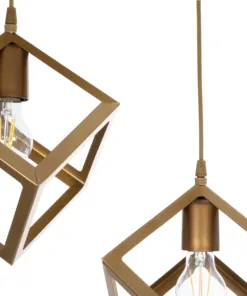 GLOBOSTAR® DISE 201-0056 Μοντέρνο Κρεμαστό Φωτιστικό Οροφής με Ντουί 2 x E27 AC 220-240V IP20 - Χρυσό - Μ50 x Π30 x Υ50cm 14 201 0056 6