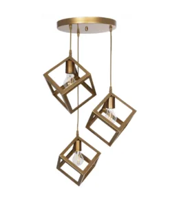 GLOBOSTAR® DISE 201-0057 Μοντέρνο Κρεμαστό Φωτιστικό Οροφής με Ντουί 3 x E27 AC 220-240V IP20 - Χρυσό - Μ48 x Π48 x Υ65cm 12 201 0057 3