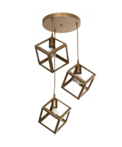 GLOBOSTAR® DISE 201-0057 Μοντέρνο Κρεμαστό Φωτιστικό Οροφής με Ντουί 3 x E27 AC 220-240V IP20 - Χρυσό - Μ48 x Π48 x Υ65cm 13 201 0057 4