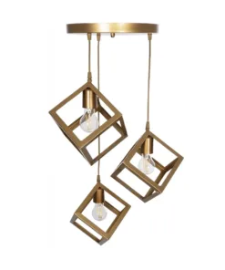 GLOBOSTAR® DISE 201-0057 Μοντέρνο Κρεμαστό Φωτιστικό Οροφής με Ντουί 3 x E27 AC 220-240V IP20 - Χρυσό - Μ48 x Π48 x Υ65cm 14 201 0057 5