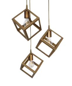 GLOBOSTAR® DISE 201-0057 Μοντέρνο Κρεμαστό Φωτιστικό Οροφής με Ντουί 3 x E27 AC 220-240V IP20 - Χρυσό - Μ48 x Π48 x Υ65cm 15 201 0057 6