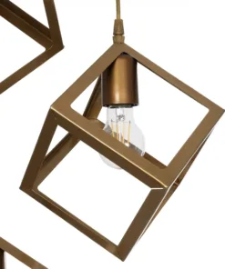 GLOBOSTAR® DISE 201-0057 Μοντέρνο Κρεμαστό Φωτιστικό Οροφής με Ντουί 3 x E27 AC 220-240V IP20 - Χρυσό - Μ48 x Π48 x Υ65cm 16 201 0057 7