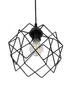 GLOBOSTAR® SOLON 201-0059 Μοντέρνο Κρεμαστό Φωτιστικό Οροφής με Ντουί 1 x E27 AC 220-240V IP20 - Μαύρο - Μ24 x Π24 x Υ23cm 15 201 0059 5