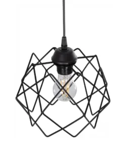 GLOBOSTAR® SOLON 201-0059 Μοντέρνο Κρεμαστό Φωτιστικό Οροφής με Ντουί 1 x E27 AC 220-240V IP20 - Μαύρο - Μ24 x Π24 x Υ23cm 16 201 0059 6