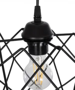 GLOBOSTAR® SOLON 201-0059 Μοντέρνο Κρεμαστό Φωτιστικό Οροφής με Ντουί 1 x E27 AC 220-240V IP20 - Μαύρο - Μ24 x Π24 x Υ23cm 18 201 0059 8