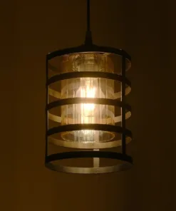 Alternative view of GLOBOSTAR® SOLON 201-0060 Μοντέρνο Κρεμαστό Φωτιστικό Οροφής με Ντουί 1 x E27 AC 220-240V IP20 - Μαύρο & Μελί - Μ16 x Π16 x Υ26cm