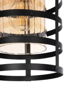 GLOBOSTAR® SOLON 201-0060 Μοντέρνο Κρεμαστό Φωτιστικό Οροφής με Ντουί 1 x E27 AC 220-240V IP20 - Μαύρο & Μελί - Μ16 x Π16 x Υ26cm 17 201 0060 7