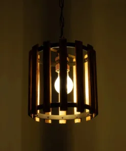 Alternative view of GLOBOSTAR® PRISMON 201-0061 Vintage Κρεμαστό Φωτιστικό Οροφής με Ντουί 1 x E27 AC 220-240V IP20 - Καφέ & Μαύρο - Μ22 x Π22 x Υ24cm