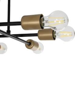 GloboStar® BLAZEA 201-0064 Vintage Φωτιστικό Οροφής Πλέγμα Πολύφωτο 8 x E27 IP20 Χρυσό & Μαύρο Μέταλλο - Μ51 x Π51 x Υ7cm 11 201 0064 5