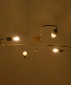 Alternative view of GloboStar® MOORNA 201-0065 Vintage Φωτιστικό Οροφής Πλέγμα Πολύφωτο 4 x E27 IP20 Χρυσό Μέταλλο - Μ97 x Π97 x Υ7cm